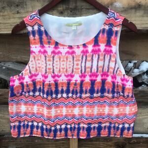 Gianni Bini tie-dye slinky sleeveless tank top crop top LARGE